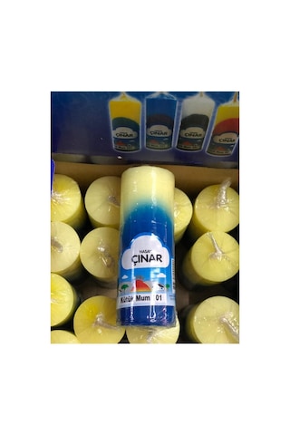 Çınar Kütük Mum Sarı Mavi