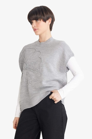 Defacto Relax Fit Bisiklet Yaka Çiçekli Triko Süveter G3324ax25augr156 Gri-gr156