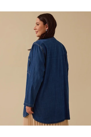 Büyük Beden Katlanabilir Kollu Jean Tunik Gala-xi
