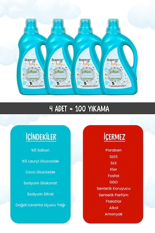 Baproy Bebekler Için Bitkisel Çamaşır Deterjanı 1l X 4 Adet