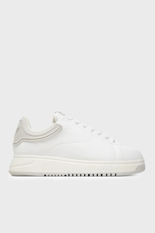 Emporio Armani Deri Logolu Sneaker Ayakkabı Erkek Ayakkabı Em003663 Af18212 M0459 Beyaz-buz Mavi