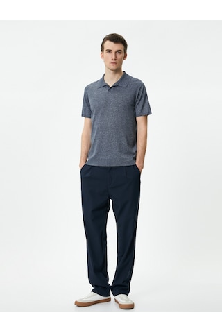 Koton Polo Yaka Triko Kazak Slim Fit Kısa Kollu Kırçıllı Lacivert 4sam70008ht Lacivert