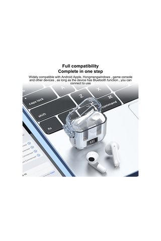 Moveevo Bt 5.3 Transparent Kasalı, Enerji Tasarruflu, Pil Göstergeli, 13mm Hoparlörlü, In-ear Kablosuz Kulaklık Pembe