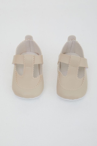 Bebiccino Kız Bebek Patik Ayakkabı Cırtlı 18-19 Numara, Bej