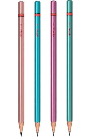 Rotring Metalik Kurşun Kalem 4 Lü 1 Paket Siyah Renkli Kurşun Kalem 4 Renk Hb Kurşun Kalem Çok Renkli