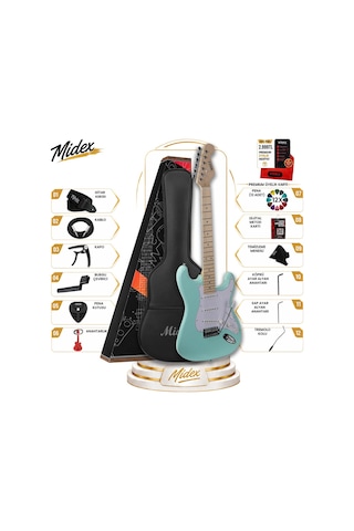 Midex Rph-30gr Maple Klavye Strat Kasa Sss Elektro Gitar Seti