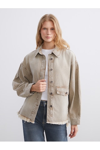 Lcw Vision Kahverengi Oversize Kadın Jean Gömlek Ceket