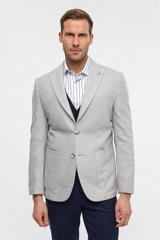 Süvari Gri Slim Desenli Mono Yaka 6 Drop Ceket Gri