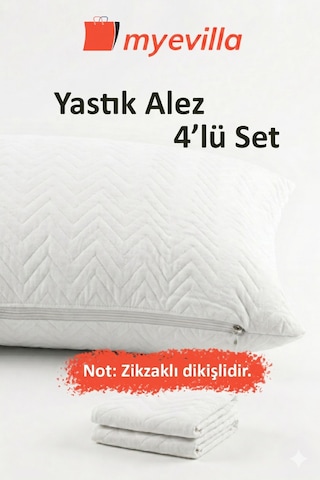 Sıvı Geçirmez Kapitoneli Yastık Alezi 50x70 Cm Konforlu, Dolgulu Ve Hijyenik Koruma 2 Paket 4 Adet Beyaz