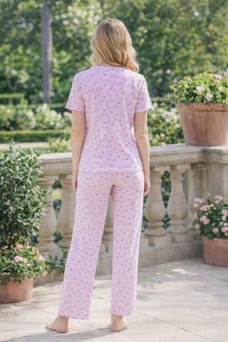 Kadın 01628 Kısa Kol Kaşkorse Pijama Takımı Pembe