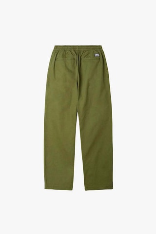 Obey Konforlu Easy Twill Pant: Relaxed Fit, Tam Pamuklu, Elastik Bel Zeytin
