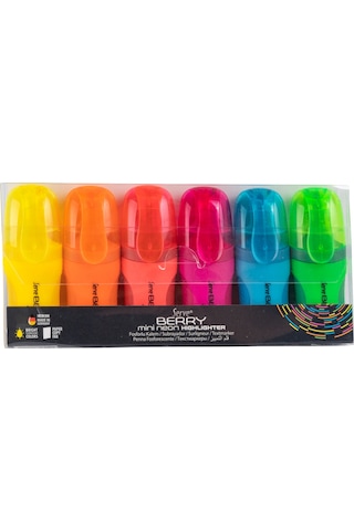 Serve Berry Mini Fosforlu Kalem Neon 6'lı Set Çok Renkli