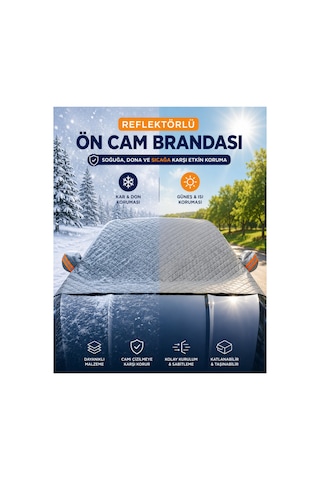 Reflektörlü Ön Cam Brandası Kışın Dona, Yazın Güneşe Karşı Koruyucu Araç Cam Örtüsü