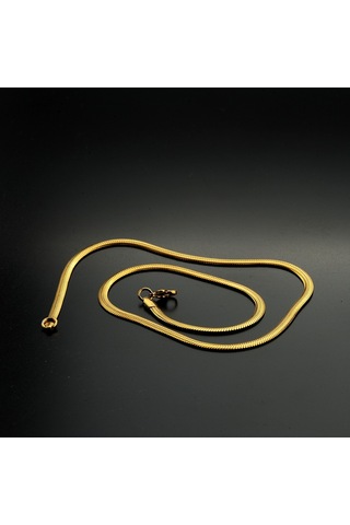 Sarı Yılan Desenli Çelik Zincir Kolye Takı Aksesuar K24 T5 Çelik