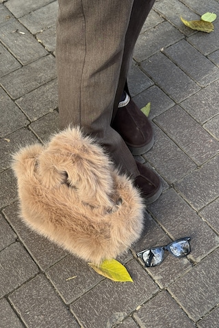 La'Graccio Paris Lagraccio Paris Kadın Havanna Peluş El Ve Çapraz Çanta Peluş Vizon