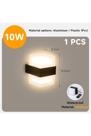 Led Duvar Işıkları 10w Sundurma Aplik Lambaları 110/220v Led Armatür İç Lamba Merdiven Yatak Odası Açık Bahçe Led Aydınlatma Square Aluminum Acry Siyah