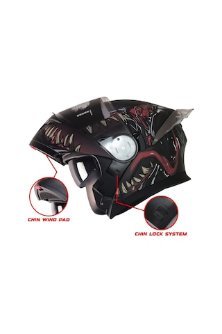 Motoanl Free- M Ece 22.06 Sertifikalı Güneş Vizörlü Çene Açılır Motor Kaskı