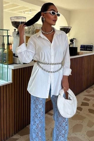 Munn Collection İçi Astarlı Dantel Pantolon 0081 Mavi