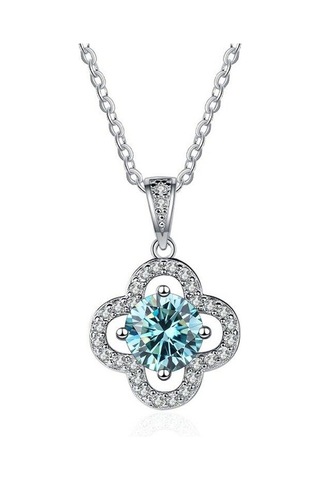 Mavi Bague Ringen 1ct 6.5mm D Renk Mozanit Kolye 925 Ayar Gümüş Kolye Yıldönümü Şanslı Düğün Pırıltılı Kolye Hediye