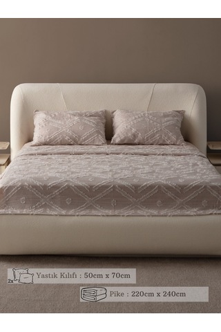 Anna Delux Çift Kişilik Çok Amaçlı Yatak Örtüsü Seti Gri Pamuk Nevresim Takımı Günlük 220x240 Bej