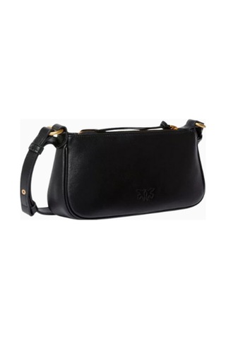 Pinko Mini Half Moon Siyah Deri Lüks Baguette Çanta, Günlük Ve Gece Kullanımı Için Omuz Çantası