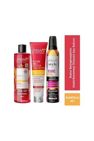 Hibiscus & Shea Butter Kıvırcık Ve Dalgalı Saçlara Özel Saç Bakım 3'lü Set-sülfatsız-vegan