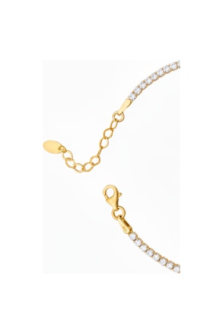 925 Ayar Gümüş Işıltılı Tenis Bileklik - 14k Gold Renk Beyaz