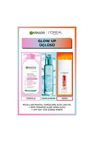 Nem Terapisi + 200ml Micellar Makyaj Temizleme Suyu + Clinical Spf50 Yüz Güneş Kremi pktlrlglowuptrpset-10745