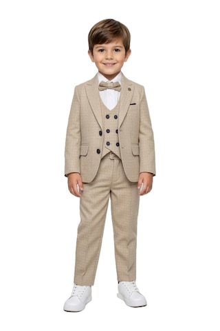 Mnk Baby & Kids Kiryos Erkek Çocuk Kareli Takım Elbise M00806 Bej