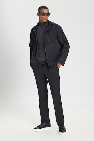 AC&Co / Altınyıldız Classics Erkek Sıyah Sıcak Tutan Comfort Fit Rahat Kesim Dik Yaka Mont Siyah