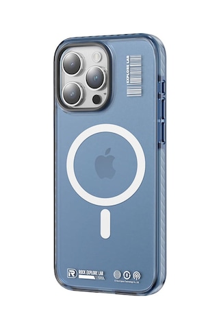 Rock Space İphone Uyumlu 15 Promax Kılıf Magsafe - Antishock Buzlu Mavi