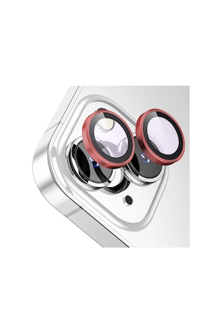Buff Apple Uyumlu iPhone 15 / 15 Plus Kamera Metal Lens Koruyucu Bordo