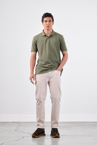 Dufy Haki Polo Yaka Pamuklu Düz Renk Slim Fit Erkek T-shirt Haki