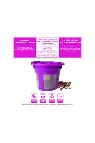 Folinda Yeniden Kullanılabilir Kahve Kapsülü, 304 Çelik Filtre, Keurıg 2.0 & 1.0 Serisi Uyumlu, Mor Tekli, Gıda Kalitesi Pp Malzeme İle Dayanıklı Ve Çevre Dost Mor