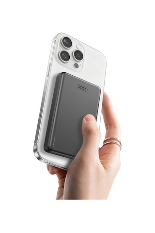 Xo Pr296 10000 Mah 22 5w Magsafe Uyumlu Manyetik Hızlı Şarj Metal Powerbank Gri
