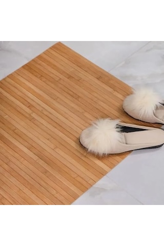 Doğal Bambu Banyo Paspası, Duş Ve Küvet İçin Kaymaz Mat, Çok Amaçlı Kullanım Siyah