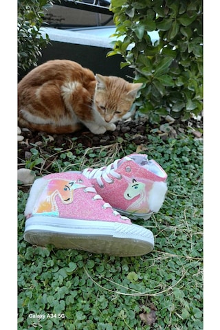 Scarpe Magiche Pembe Simli Unicorn Bot 31-35 Numara Arası Işıksızdır Pembe Simli