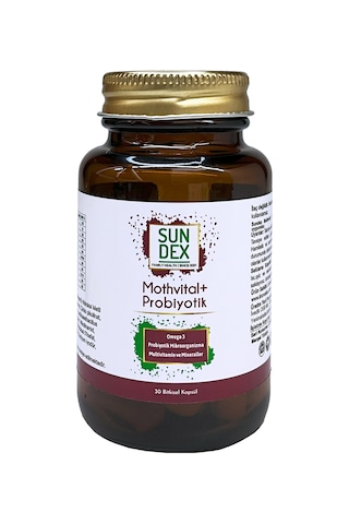 Sundex Mothvital+Probiyotik Omega 3 Takviye Edici Gıda 30 Kapsül