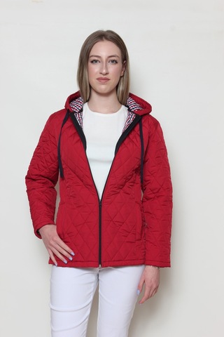 CottonCool Kadın Kapüşonlu Kapitone Mont Kırmızı