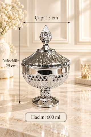 Diamond Ayaklı Kapaklı İkramlık Gümüş