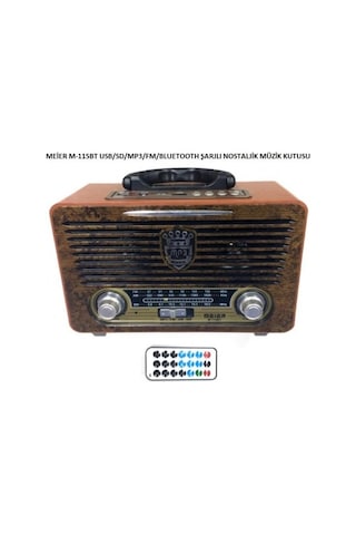 Meier M-115Bt Bluetootlu-Kumandalı Usb/Sd/Mp3 Şarjlı Radyo
