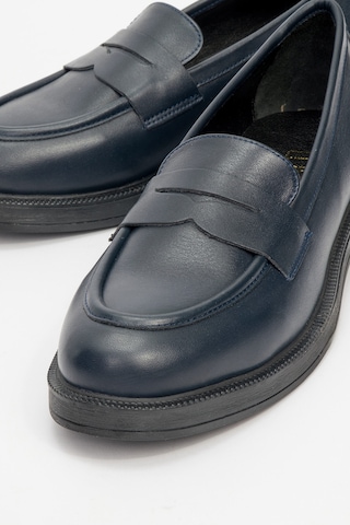 Luvishoes Luvi Shoes Pline Laci Cilt Hakiki Deri Kadın Loafer Ayakkabı Lacivert