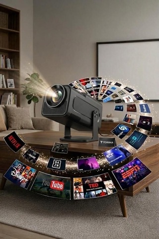 Premium Akıllı Sistem Video Aleti Medya Oynatıcı Projeksiyon Cihazı Hy320 Siyah 4k 1080p