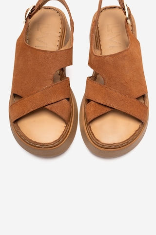 Luvishoes Vıen Taba Süet Hakiki Deri Kadın Sandalet Taba