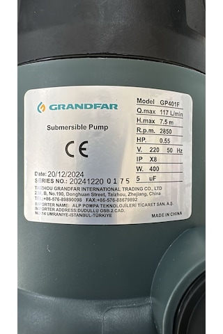 Grandfar Gp401f Drenaj Pompası - 400 Watt