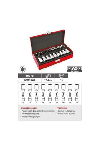 Dht 1/2 Torx Lokma Seti İç Dış 18 Parça