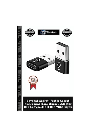 Seyahat Aparatı Pratik Aparat Küçük Araç Dönüştürücü Adaptör Usb To Type-c 3.0 Usb Yd68 Siyah