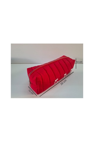 Dreamy Red Kapitone Fiyonklu Tüm Saç Şekillendiricilerine Uygun Organizer Çanta Tb043