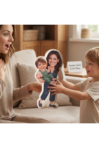 Bk Gift Kişiye Özel Anne&çocuk Tasarımlı Bebek Yastık -1, Anneler Günü Anneye Çok Renkli
