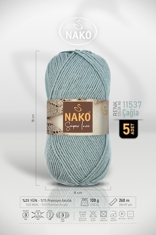 Süper İnci - 11537 Çağla - 5'li Paket - 100gr/260m - El Örgü İpi - Atkı Yelek Kazak İpi